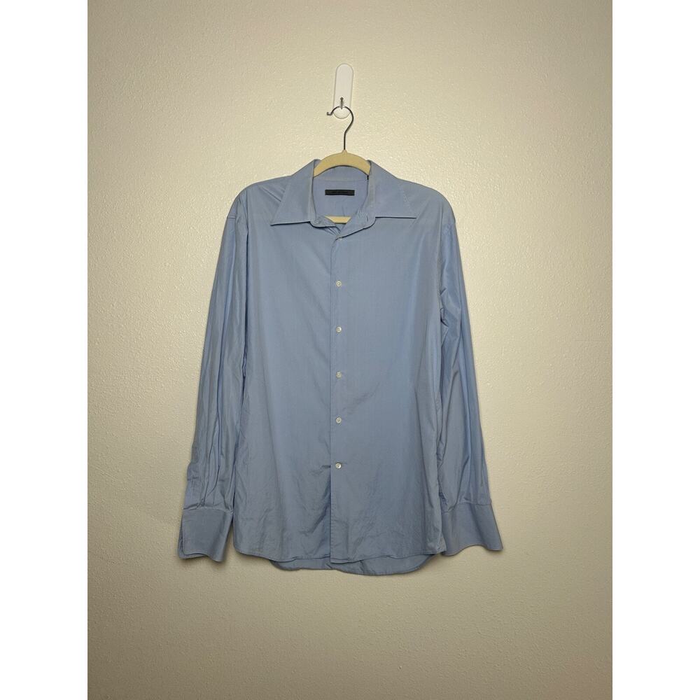 John Varvatos Shirt Mens Light Blue Button Up Luxe Long Sleeve Size 16L